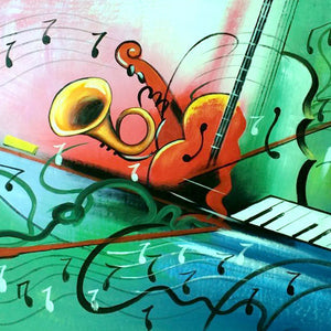 Modern Abstract wall Art Handpainted Oil Painting on Canvas Musical instruments Wall Picture room Home Wall home Decoration