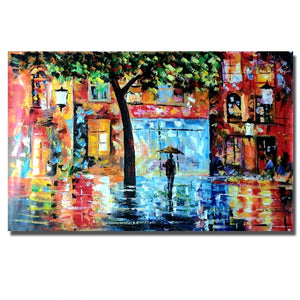 Handpainted Oil Painting On Canvas knife thick oil street view Modern Wall Art picture handmade for Room home Decor no Framed