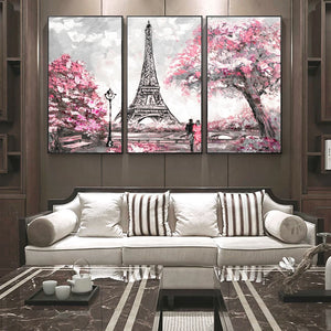 3 Panels Paris Tower Wall Art Canvas Paintings Abstract Landscape Modular Pictures Love in Paris Canvas Prints For Living Room