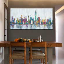 Carica l&#39;immagine nel visualizzatore della Galleria, Mintura New York Skyline Cityscape Architecture Abstract Art Handmade Oil Painting On Canvas,Wall Picture Modern,Home Decoration