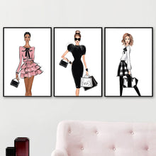 Carica l&#39;immagine nel visualizzatore della Galleria, Parigi Sexy Girl Fashion Dress Wall Art Canvas Painting Nordic Poster e stampe Decorazione del salone Immagini a parete per soggiorno