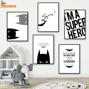 COLORFULBOY Boy Hero Modern Black White Wall Art Canvas Painting Posters And Prints Wall Pictures For Living Room