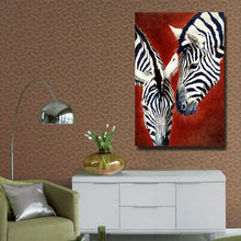Carica l&#39;immagine nel visualizzatore della Galleria, Quadros handpainted Abstract animal 2 zebras Oil Painting on Canvas Wall art Pictures for Room home Decoration No Frame
