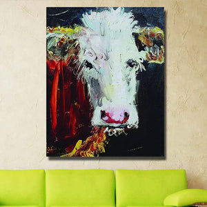 Hot sale handpainted Abstract animal Grazing cow Oil Painting on Canvas Wall art Pictures for Room home Decoration No Frame