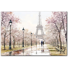 Carica l&#39;immagine nel visualizzatore della Galleria, Romantica Torre di Parigi Wall Art Dipinti su tela sul muro Amante a Parigi Paesaggio di strada Stampe d&#39;arte per soggiorno Cuadros