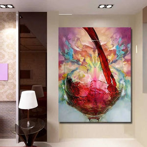 Modern Abstract wall Art Handpainted Oil Painting wine on Canvas Wall Picture for Living Room Home Wall Decoration no frame