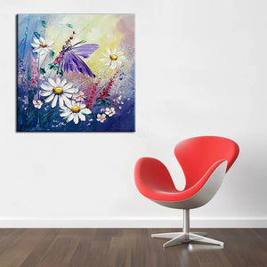 Large Handpainted beautiful butterfly and flowers Oil Painting on Canvas Modern Abstract Home Decor Wall Art Picture Handmade