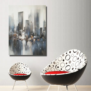 Handpainted Abstract city build Oil Painting On Canvas wall art Pictures For Living Room bed room home Decoration no Framed