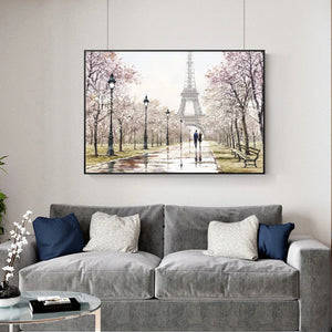 Romantic Paris Tower Wall Art Canvas Paintings On The Wall Lover In Paris Street Landscape Art Prints For Living Room Cuadros