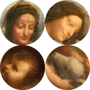 La Virgen y el Niño con Santa Ana, pinturas en lienzo de arte famoso, reproducciones de Leonardo da Vinci, arte de pared, impresiones en lienzo, decoración