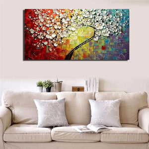 New 100% Hand-painted Abstract Oil Painting modern tree 3D Knife flower Painting on the Canvas Pictures wall Art Home Decoration