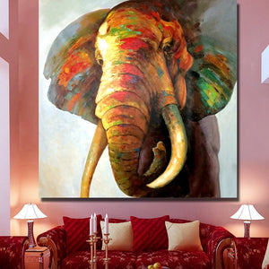 Decorative Art Handmade Animal Oil Painting On Canvas Living Room Home Decor Wall Paintings Gentle Elephant Animal Pictures