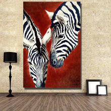 Carica l&#39;immagine nel visualizzatore della Galleria, Quadros handpainted Abstract animal 2 zebras Oil Painting on Canvas Wall art Pictures for Room home Decoration No Frame