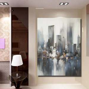 Handpainted Abstract city build Oil Painting On Canvas wall art Pictures For Living Room bed room home Decoration no Framed