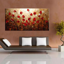 Carica l&#39;immagine nel visualizzatore della Galleria, Mintura  Handpainted Textured Thick Texture Red Flowers Oil Paintings Abstract Modern Canvas,Wall Art,For Living Room,Home Decor