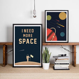 Space Poster Wall Art Canvas Prints , I Need More Space Science Art Canvas Painting Outer Space Planets Print Cosmos Poster
