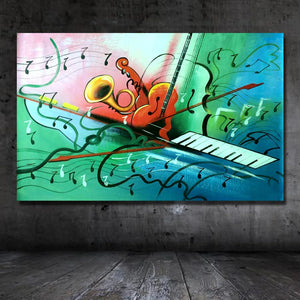 Modern Abstract wall Art Handpainted Oil Painting on Canvas Musical instruments Wall Picture room Home Wall home Decoration