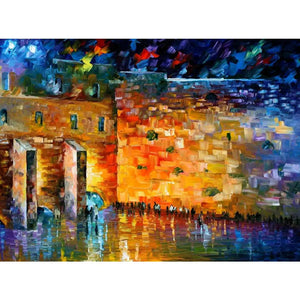 Jewish Canvas Art Wailing Wall Handmade Oil Painting Jerusalem Artwork Contemporary Abstract Landscape Living Room Decor Large