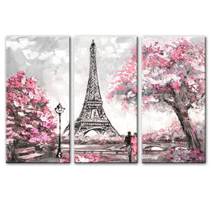 3 Panels Paris Tower Wall Art Canvas Paintings Abstract Landscape Modular Pictures Love in Paris Canvas Prints For Living Room