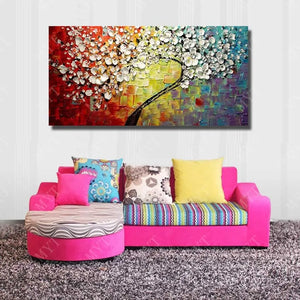 New 100% Hand-painted Abstract Oil Painting modern tree 3D Knife flower Painting on the Canvas Pictures wall Art Home Decoration