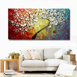 New 100% Hand-painted Abstract Oil Painting modern tree 3D Knife flower Painting on the Canvas Pictures wall Art Home Decoration