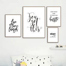 Carica l&#39;immagine nel visualizzatore della Galleria, Vivere Amore Ridere Citazioni Ispiratrici Wall Art Canvas Pittura Nero Bianco Stampe Poster da parete per soggiorno Modern Home Decor AL132
