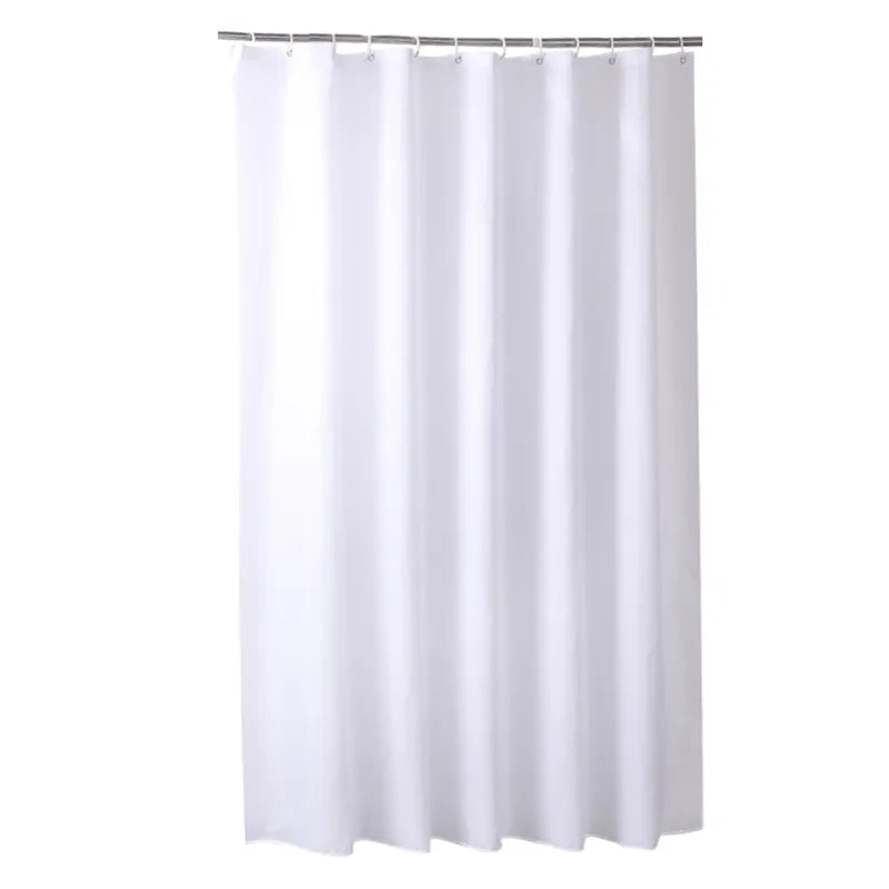 White Shower Curtains Waterproof Thick Solid Color Bath Curtains for Hotel Bathroom Bathtub Large Wide Bathing Cover with Hooks