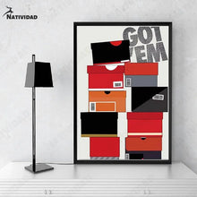 Carica l&#39;immagine nel visualizzatore della Galleria, Scatola di scarpe Poster Arte astratta Sfondo Stampa su tela Pittura Negozio di moda nordico Camera da letto Soggiorno Decorazione della casa Parete