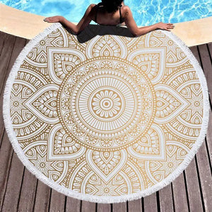 Couverture de plage ronde Mandala tapisserie couverture de table de pique-nique indienne serviette de plage gland chiffons de plage serviettes de plage pour fond de photo