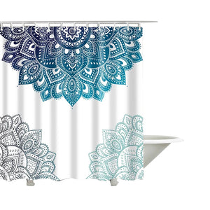 Waterproof Shower Curtain Mandala Flower Printed Bath Curtain Polyester Fabric Geometric Home Bath Decor Curtains With 12 Hooks
