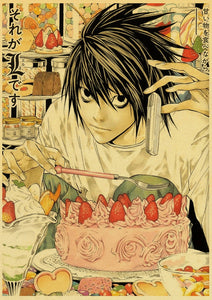 Hot Anime Death Note Poster Manga Ryuk Retro Kraft Papier Aufkleber Vintage Room Home Bar Cafe Decor Ästhetische Kunst Wand gemälde