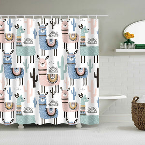 Cat Printed Shower Curtain Cartoon Animal Bath Curtains Bathroom For Bathtub Bathing Cover Shower Curtains with 12 PCS Hooks
