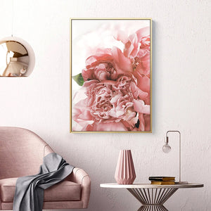 Affiche nordique de feuille de fleur rose et verte, peinture sur toile d'art mural, affiches et imprimés abstraits, images murales pour décor de salon