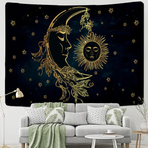 Chat mystérieux Divination sorcellerie tapisserie tenture murale tapisseries Baphomet occulte maison mur noir Cool décor chat Coven