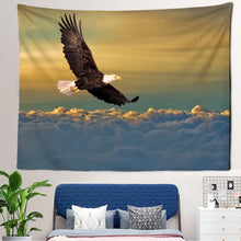 Cargar imagen en el visor de la galería, Tapiz de pared psicodélico con águila en el cielo del atardecer, tapices de tela para pared, alfombra, decoración de pared para el hogar con pájaros