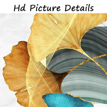 Cargar imagen en el visor de la galería, Pintura en lienzo de planta de hoja azul dorada, arte de pared abstracto moderno, póster e impresión de imágenes de Nordia para decoración del hogar y sala de estar