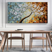 Cargar imagen en el visor de la galería, Hand painted abstract oil painting thick oil white flowers wall decor hanging picture for living room home decoration no framed