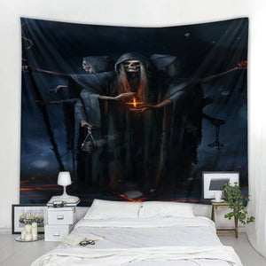 Halloween Tapestry Art Deco Blanket Curtain Hanging Home Bedroom Living Room Decoration Skull Grim Reaper Decoration Tapestry