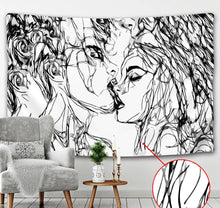 Laden Sie das Bild in den Galerie-Viewer, Abstrakte psychedelische Szene Linie Männer und Frauen Home Art Dekoration Mandala Wandteppich Hippie Bohemia dekoratives Laken Yogamatte