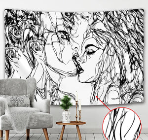 Scena psichedelica astratta linea uomini e donne decorazione artistica per la casa Mandala arazzo Hippie Bohemia foglio decorativo tappetino yoga