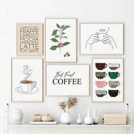 Abstrakte Kaffee Linie Zeichnung Poster Bunte Tasse Nordic Minimalistischen Leinwand Malerei Wand Kunstdruck Bilder Küche Café Dekor