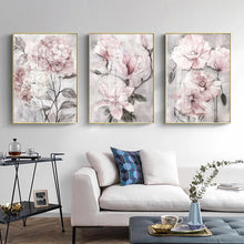 Load image into Gallery viewer, Flower Wall Art Canvas Painting Pink Floral Posters Print for Nordic Bathroom Living Room Home Wall Decor Pictures Farmhouse