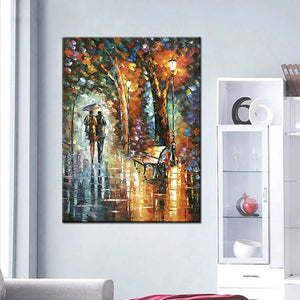 Mintura Large Handmade Abstract Wall Art,Picture,Rain Tree Road Thick Texture Oil Painting On Canvas,Modern Room,Home Decoration