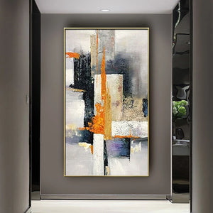 Pintura al óleo con textura grande pintada a mano, cuadro artístico de pared geométrico POP abstracto moderno, decoración Vertical para sala de estar, porche y entrada