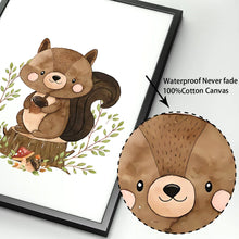 Cargar imagen en el visor de la galería, Zorro, conejo, oso, mapache, erizo, ardilla, cuadro sobre lienzo para pared, carteles e impresiones, imágenes de pared, decoración para habitación de bebés y niños