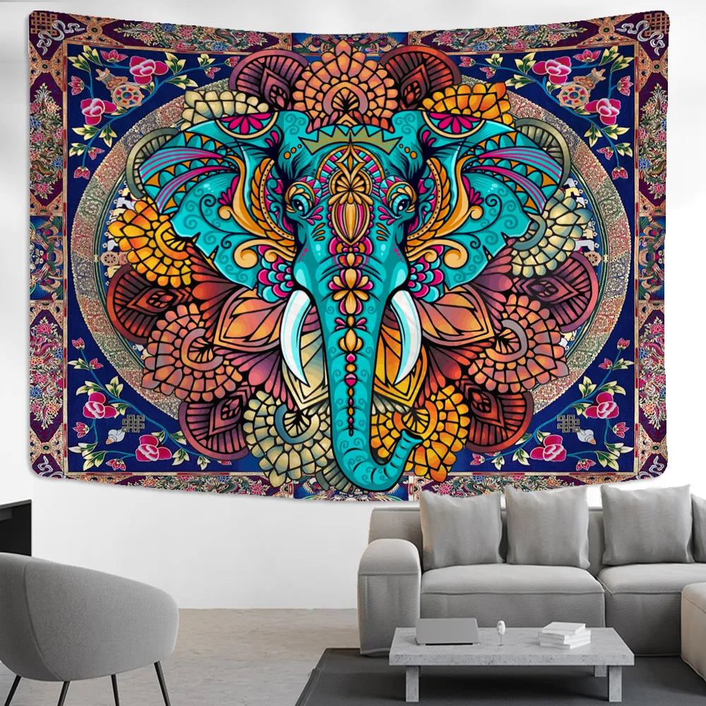 Arazzo con mandala elefante appeso a parete stregoneria psichedelica indiana Tapiz Hippie camera da letto decorazione per la casa