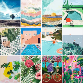 RUOPOTY 60x75 cm Cornice Fai da Te Pittura con i Numeri Moderna Arte della Parete della Tela di Canapa Pittura Paesaggio Dipinto a Mano Home Decor Art Foto Regalo