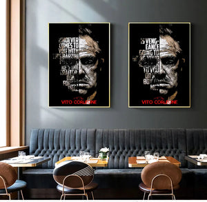 Don Vito Corleone with a Red Rose Godfather Poster Vintage Retro Decorative  Wall Art Canvas Stickers Home Posters Art Bar Decor