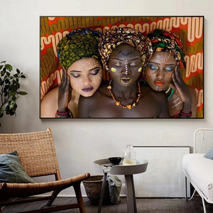 Cuadro en lienzo de mujer africana tradicional, pintura en lienzo, impresión de estilo nacional, Imagen artística de pared, decoración del hogar para sala de estar, Cuadro