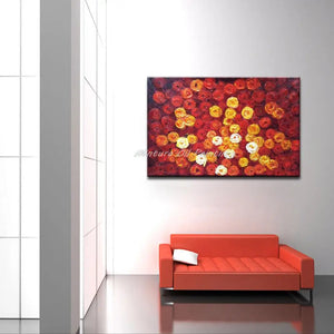 Mintura Handpainted Red Roses Oil Paintings On Canvas, Modern Abstract Thick Flowers Wall Art,Picture For Living Room,Home Decor